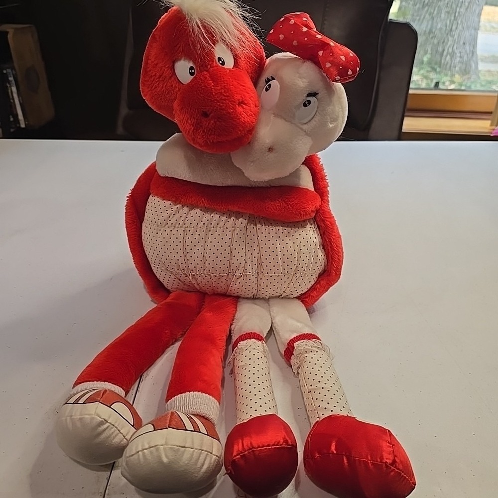 Vintage Applause 1988 Love Turtles Hugging Plush Red White 14‎ Inch Stuffed EUC